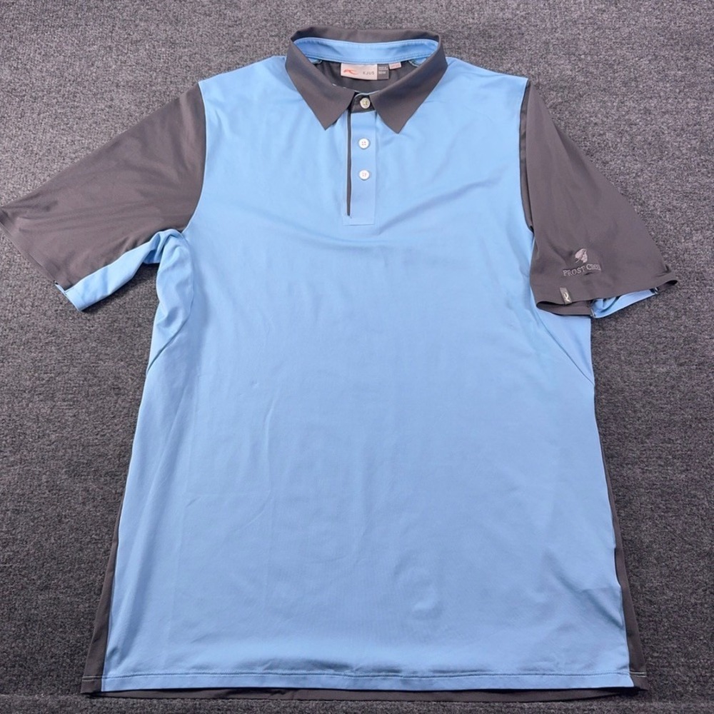 KJUS Men Superload Polo Shirt Blue‎ Grey Golf Performance UPF 50+ Medium